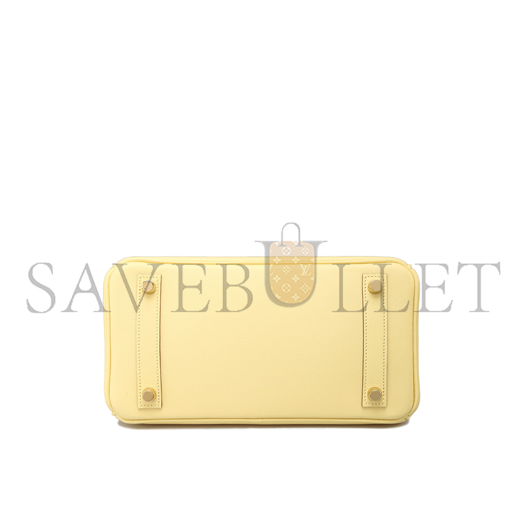 H**mes master birkin 25 swift leather goose egg yellow gold buckle bag h049362ck07 (25*20*13cm)